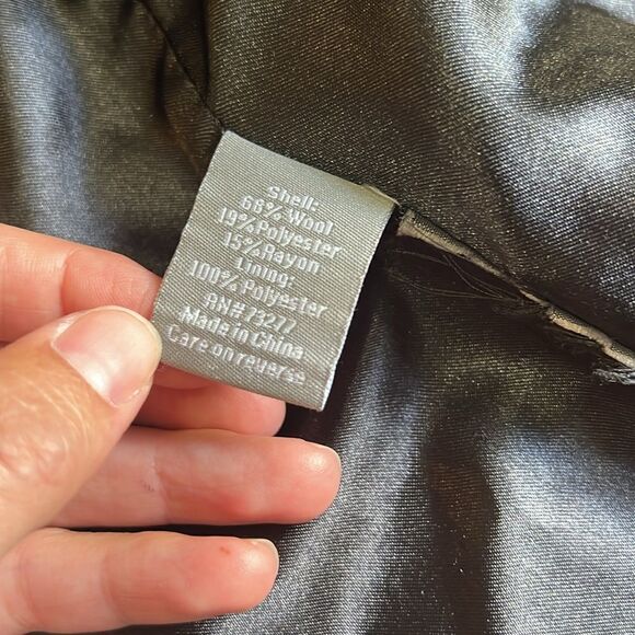 Apt. 9 Wool Black Peacoat Size Large Winter Coat Trench Button Fitted Collared - Picture 7 of 8